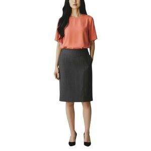 Banana Republic Stretch Charcoal Cotton Blend Pencil midi Skirt 0